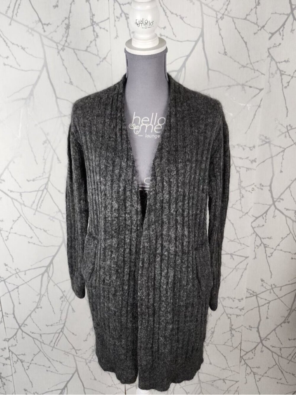 Michael Michael Kors Gray Mohair Wool Blend Open Front Cardigan